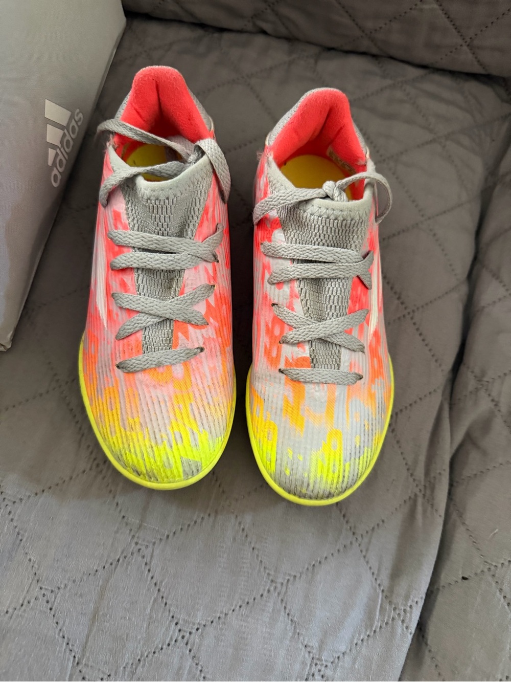 adidas Kids Neon Pink & Yellow Gradient Soccer cleats